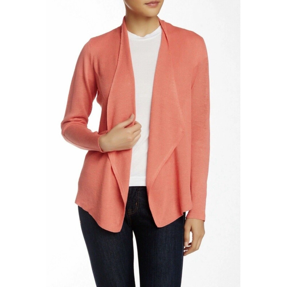 Eileen Fisher Cardigan Organic Linen XS Oversized Angled Front Cardigan NWOT